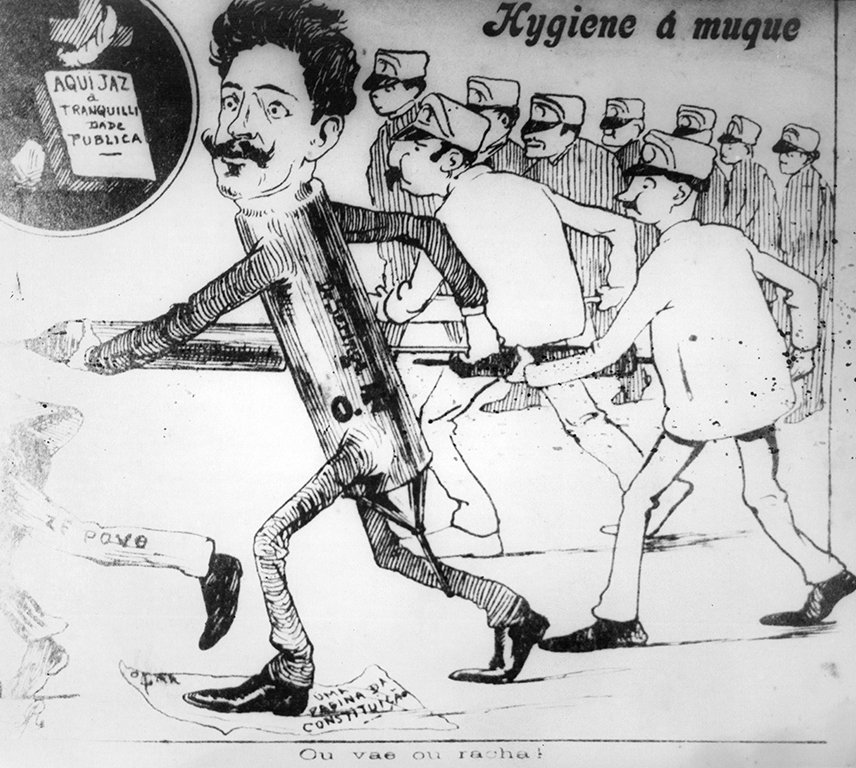 Oswaldo Cruz em cartoon de 1904. Acervo Casa de Oswaldo Cruz